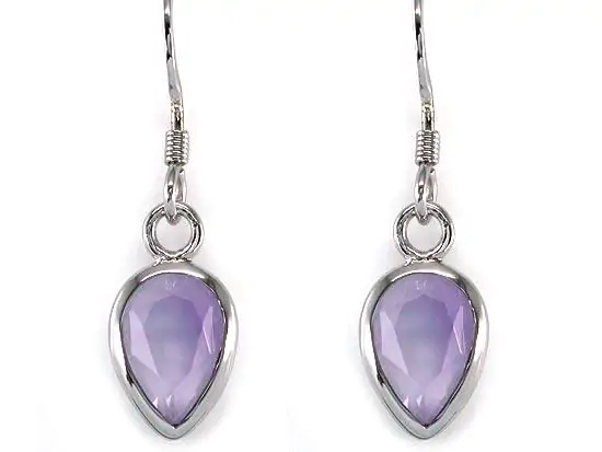 3 Carat Purple Pear Cut Amethyst Dangle Earrings - Image 3