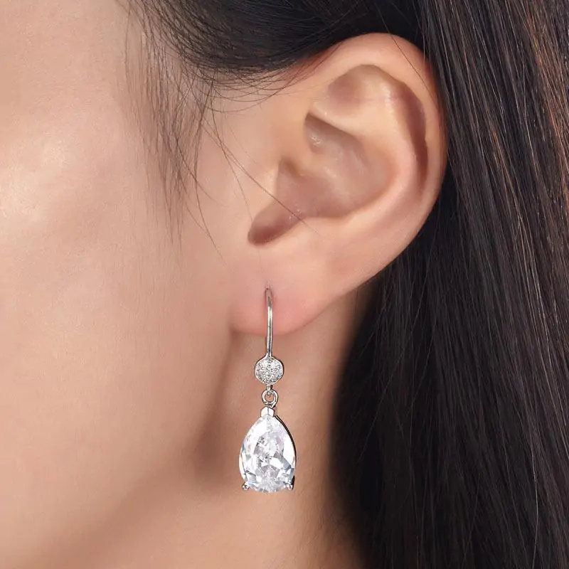 Pear Cut Created Diamond Dangle Earrings - Image 2