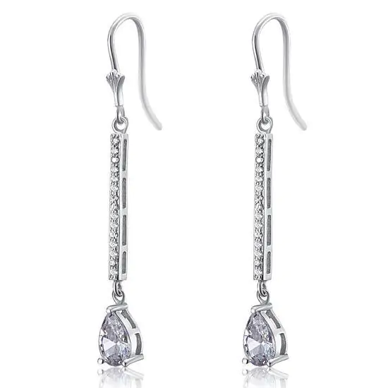 1 Carat Pear Cut Created Diamond Dangle Earrings - Image 4