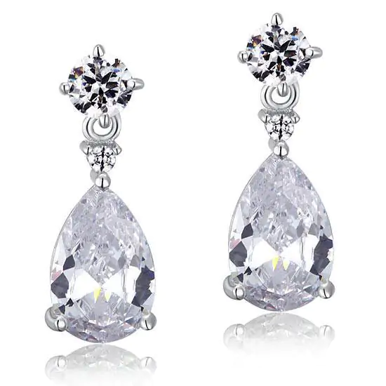 3 Carat Pear Cut Created Diamond Dangle Earrings - Image 3