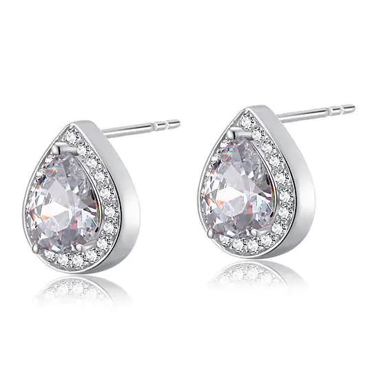1 Carat Pear Cut Created Diamond Stud Earrings - Image 3