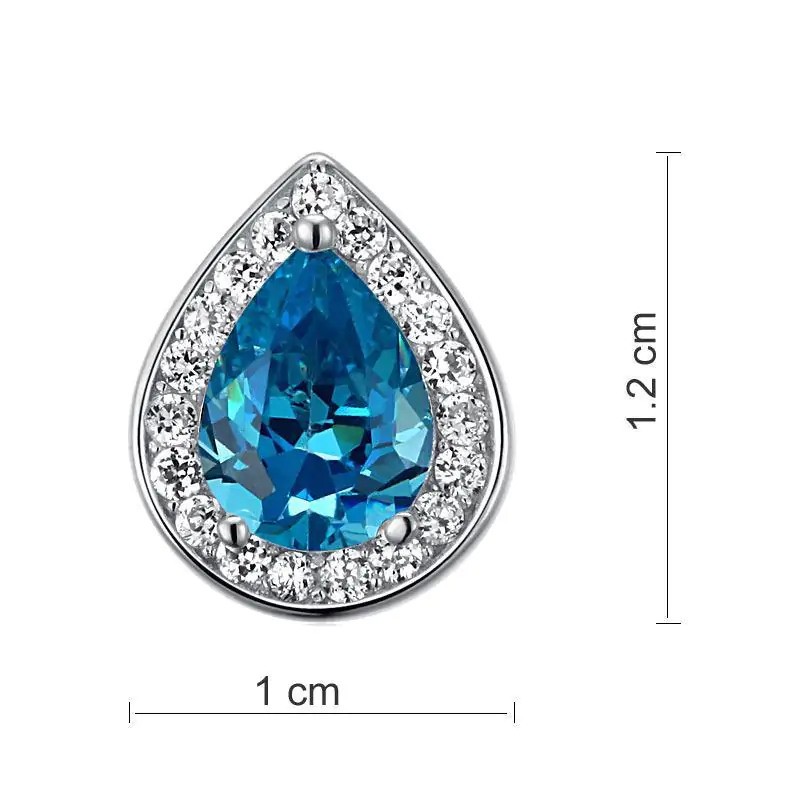 1 Carat Pear Cut Created Blue Topaz Stud Earrings - Image 3