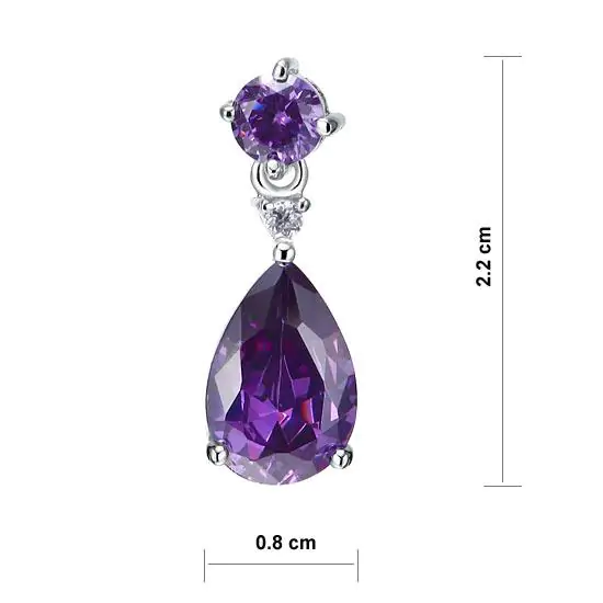 3 Carat Pear Cut Created Purple Sapphire Dangle Earrings - Image 4