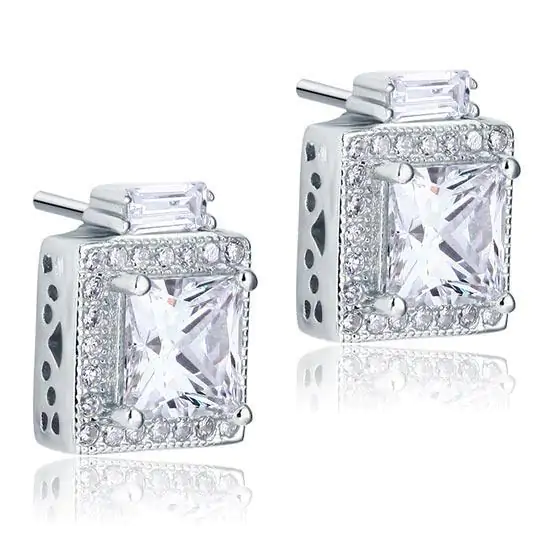2 Carat Created Diamond Vintage Style Stud Earrings - Image 4