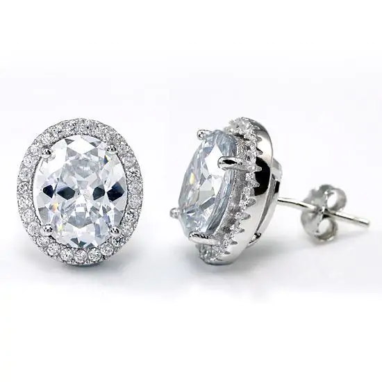 3 Carat Oval Cut Created Diamond Stud Earrings - Image 2
