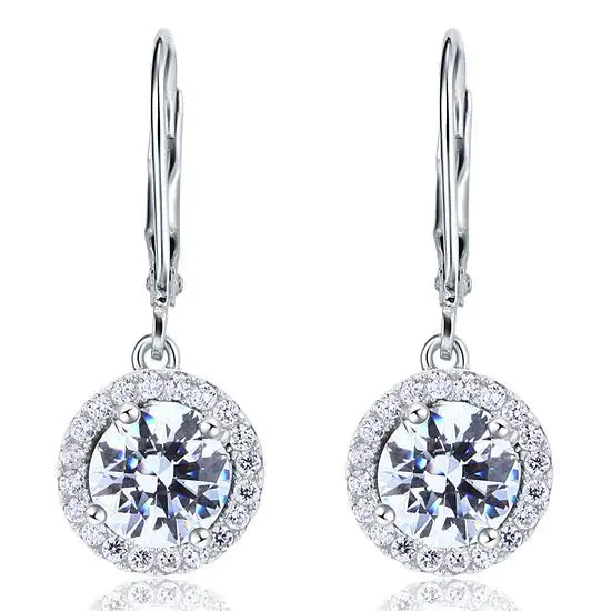 Created Diamond Dangle Drop Sterling Silver Earrings - Image 2