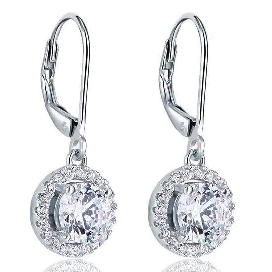 Created Diamond Dangle Drop Sterling Silver Earrings - Image 3
