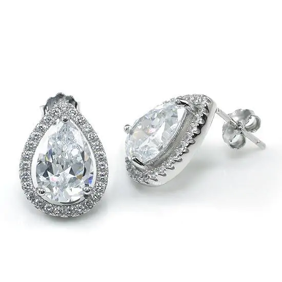 Pear Cut Created Diamond Stud Earrings - Image 2