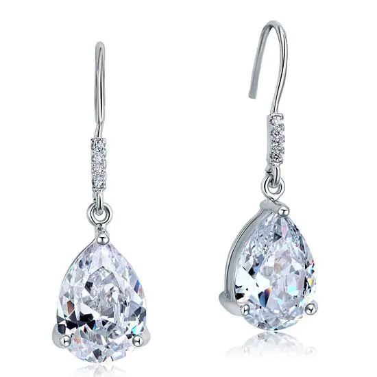 Pear Cut Created Diamond Dangle Drop Earrings
