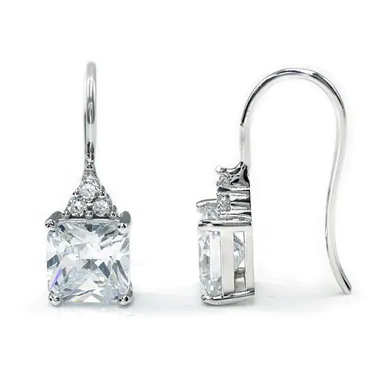 2 Carat Princess Cut Created Diamond Dangle Drop Earrings - Image 3