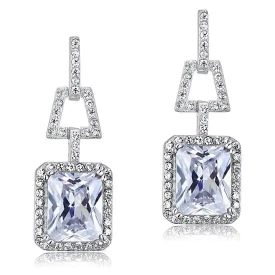 4 Carat Created Diamond Dangle Earrings - Image 2