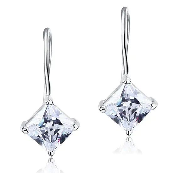 1.5 Carat Princess Cut Created Diamond Dangle Drop Earrings - Image 3