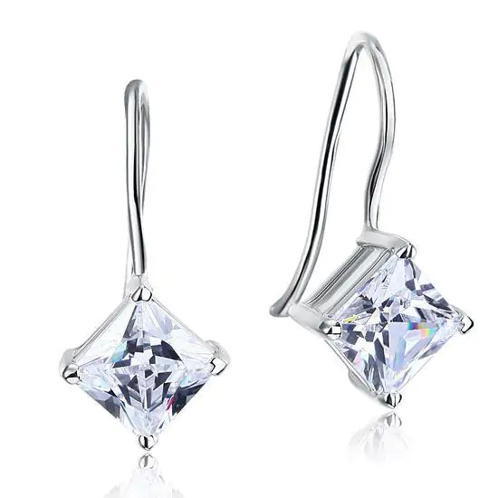 1.5 Carat Princess Cut Created Diamond Dangle Drop Earrings