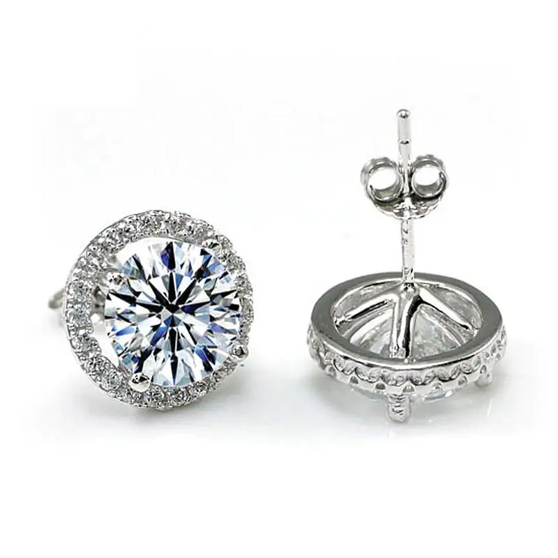 2 Carat Round Cut Created Diamond Halo Stud Earrings - Image 3
