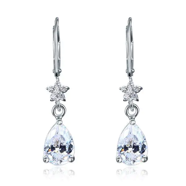 2 Carat Sterling Silver Dangle Earrings - Image 3