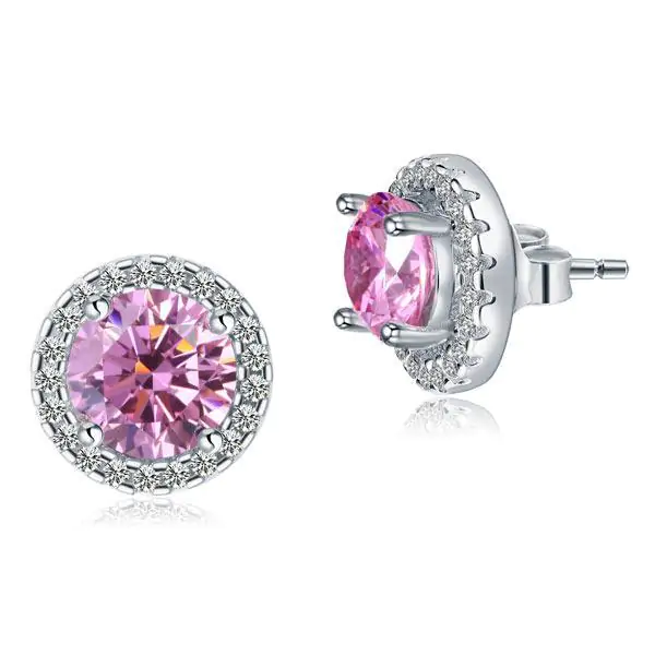 2.5 Carat Round Pink Halo (Removable) Stud Earrings - Image 3