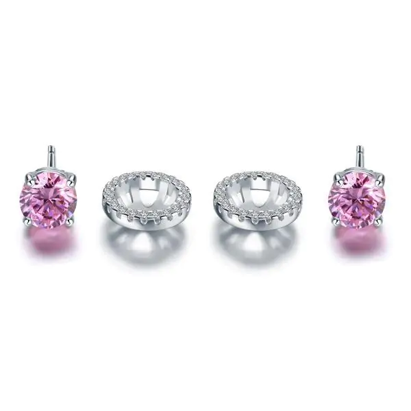 2.5 Carat Round Pink Halo (Removable) Stud Earrings - Image 4