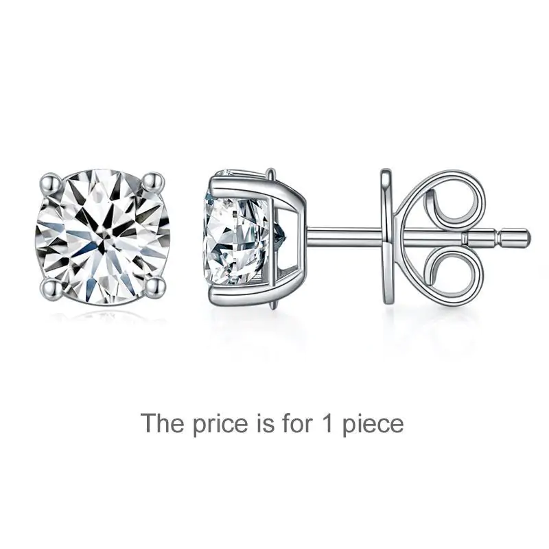 1 Carat Moissanite Diamond Men's Earrings (1 Piece)
