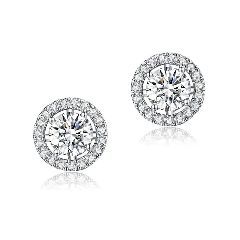 1 Carat Moissanite Diamond 4 Claws Stud Earrings - Image 2