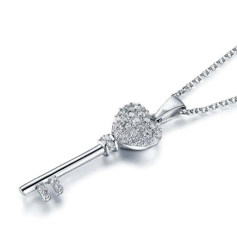 Love Key Silver Cross Pendant Necklace - Image 3