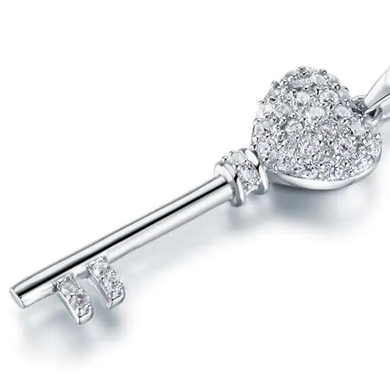 Love Key Silver Cross Pendant Necklace - Image 4