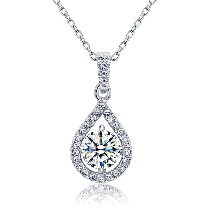 1 Carat Round Cut Created Diamond Pendant Necklace