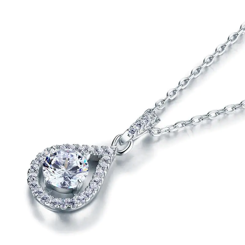 1 Carat Round Cut Created Diamond Pendant Necklace - Image 3