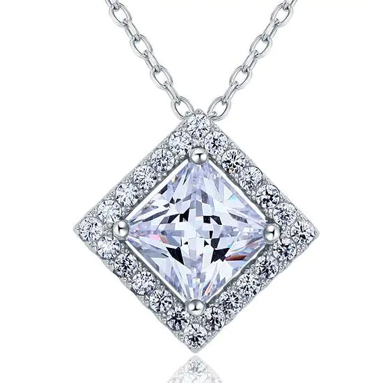 1.5 Carat Princess Cut Created Diamond Pendant Necklace