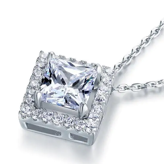 1.5 Carat Princess Cut Created Diamond Pendant Necklace - Image 3