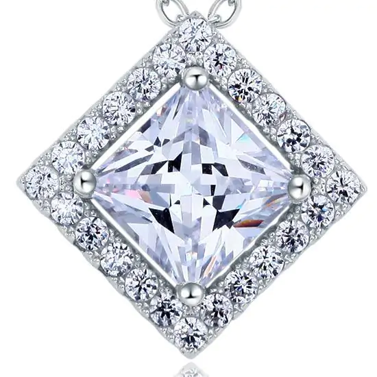 1.5 Carat Princess Cut Created Diamond Pendant Necklace - Image 4