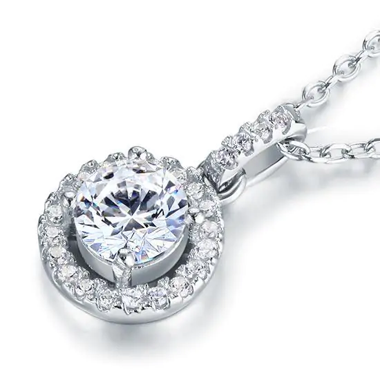 1 Carat Round Cut Created Diamond Pendant Necklace - Image 2
