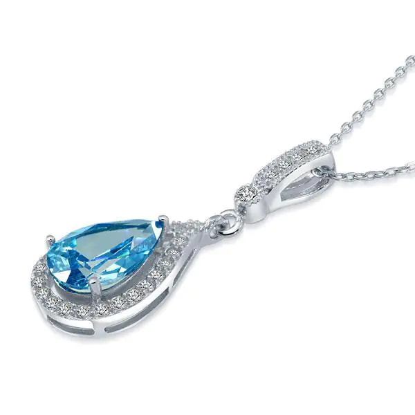Blue Pendant Tear Drop Necklace - Image 2
