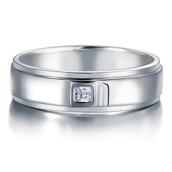 Bezel Setting Men's Solid Sterling Ring - Image 2