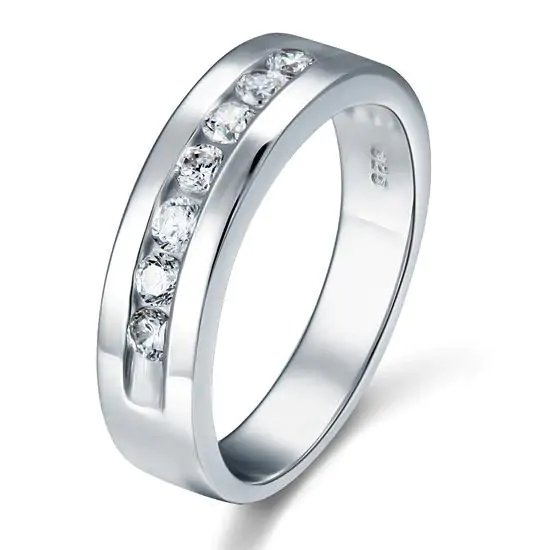 Men's Solid 925 Silver Created Diamond Ring - Image 3