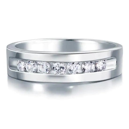 Men's Solid 925 Silver Created Diamond Ring - Image 2