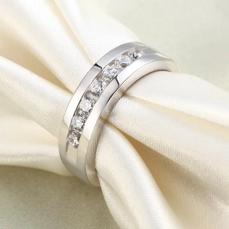 Men's Solid 925 Silver Created Diamond Ring - Image 4