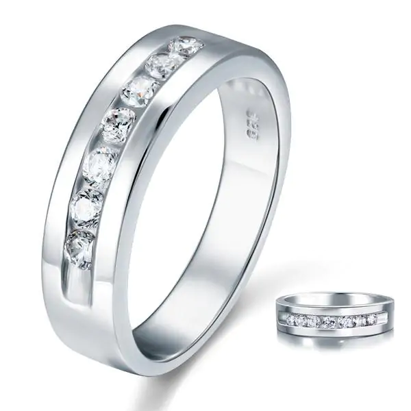 Men’s Solid 925 Silver Created Diamond Ring