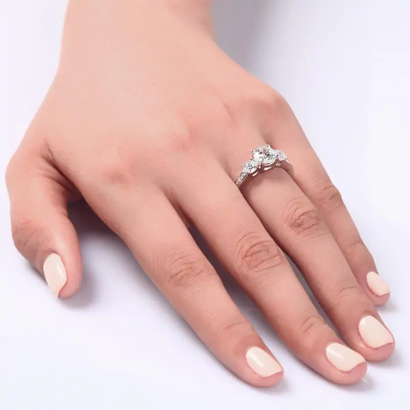 3 Stone Created Diamond Ring - Image 5