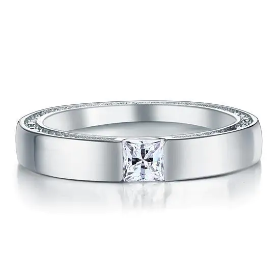 Princess Cut Created Diamond Solid Sterling 925 Silver Ring - Image 2