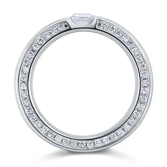 Princess Cut Created Diamond Solid Sterling 925 Silver Ring - Image 4