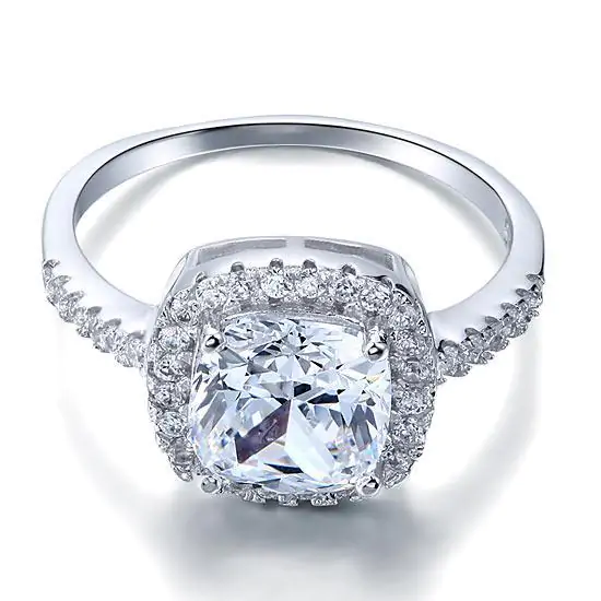 Solid 925 Sterling Silver Ring 3 Carat Cushion Cut - Image 2