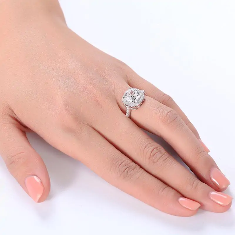 Solid 925 Sterling Silver Ring 3 Carat Cushion Cut - Image 4