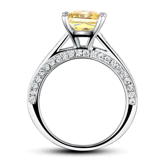 1.5 Carat Princess Cut Yellow Canary Created Diamond Ring - Image 3