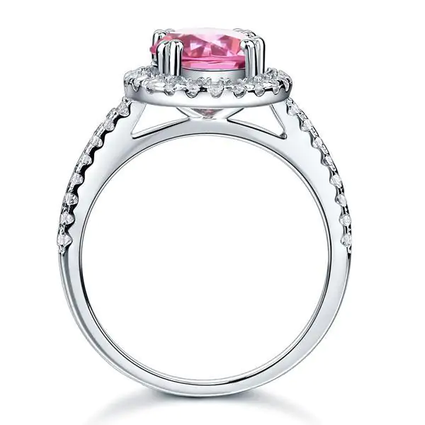 Halo Ring 2 Carat Pink Created Diamond - Image 3