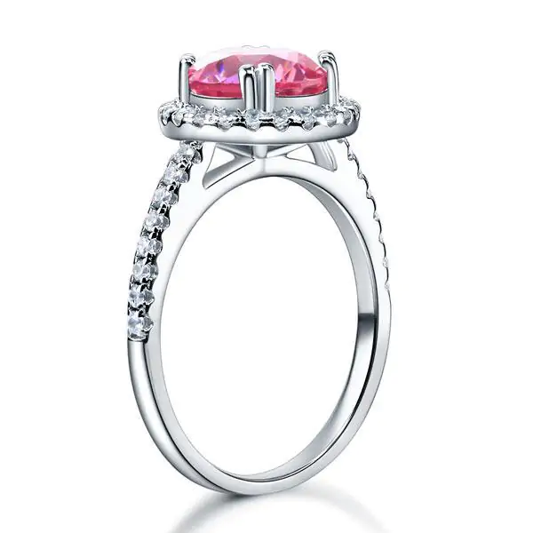 Halo Ring 2 Carat Pink Created Diamond - Image 4