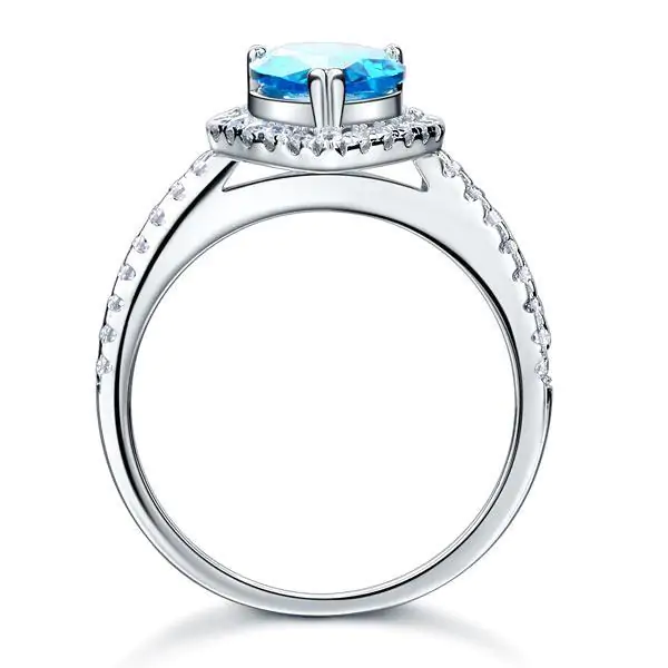 Pear Cut Blue Created Diamond Ring - Image 4
