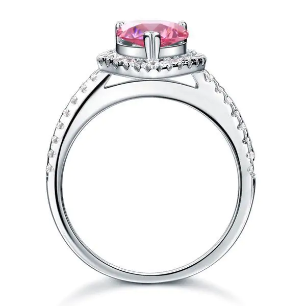 Pear Cut Pink Created Diamond Ring - Image 4