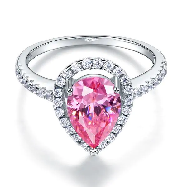 Pear Cut Pink Created Diamond Ring - Image 2