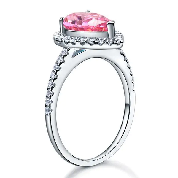 Pear Cut Pink Created Diamond Ring - Image 3