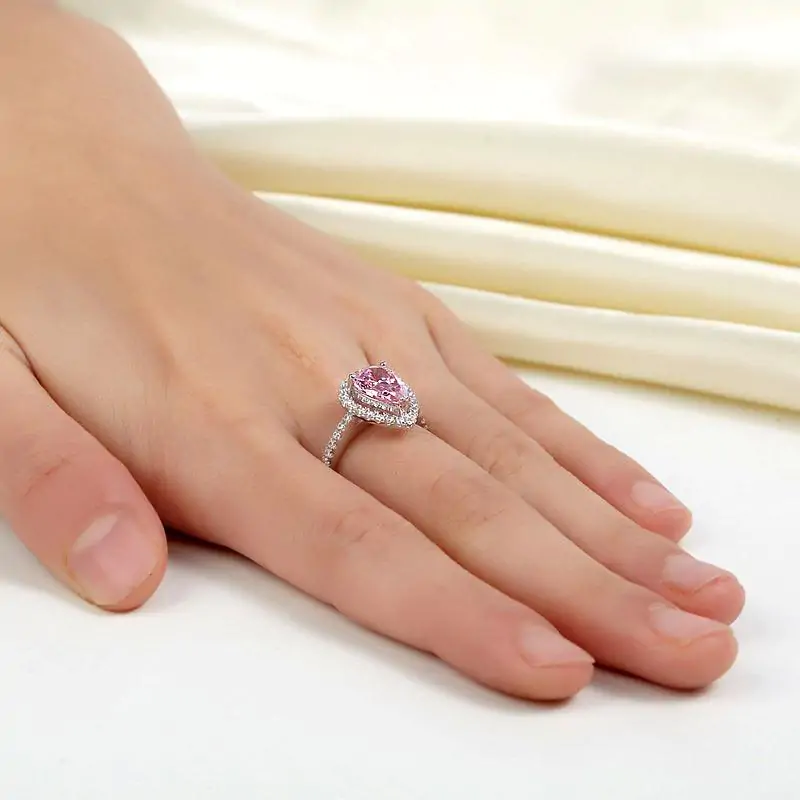 Pear Cut Pink Created Diamond Ring - Image 5